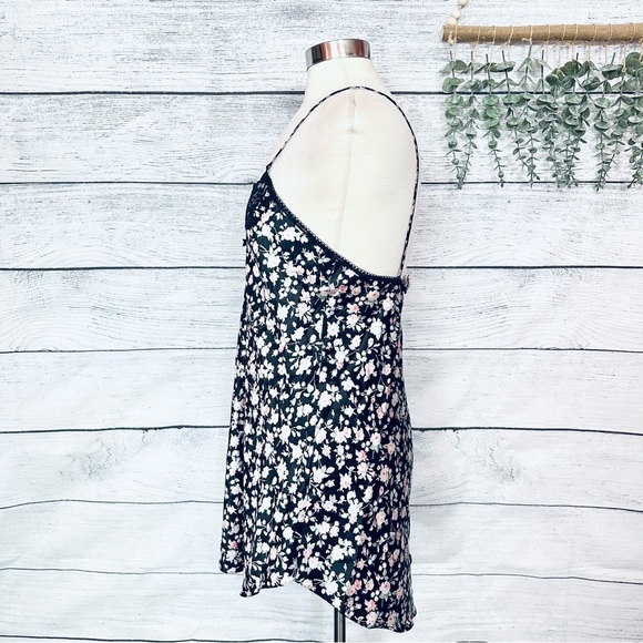 Vintage Linda Bis Satin Black Floral Nightgown Chemise Lace Nightie Size Medium - Picture 3 of 7